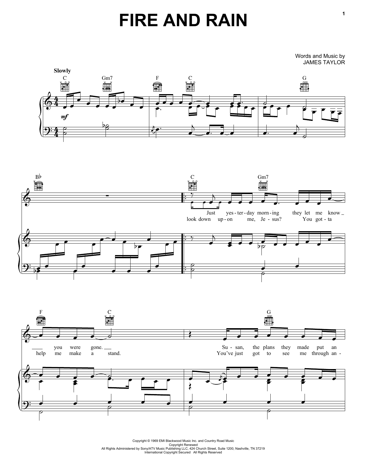 Preview James Taylor Fire And Rain Pop sheet music, notes and chords for Melody Line, Lyrics & Chords, SKU: 182714 Fire And Rain sheet music