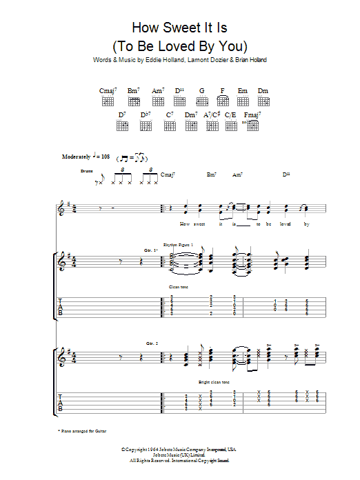 Preview James Taylor How Sweet It Is (To Be Loved By You) Folk sheet music, notes and chords for Violin, SKU: 191175 How Sweet It Is (To Be Loved By You) sheet music