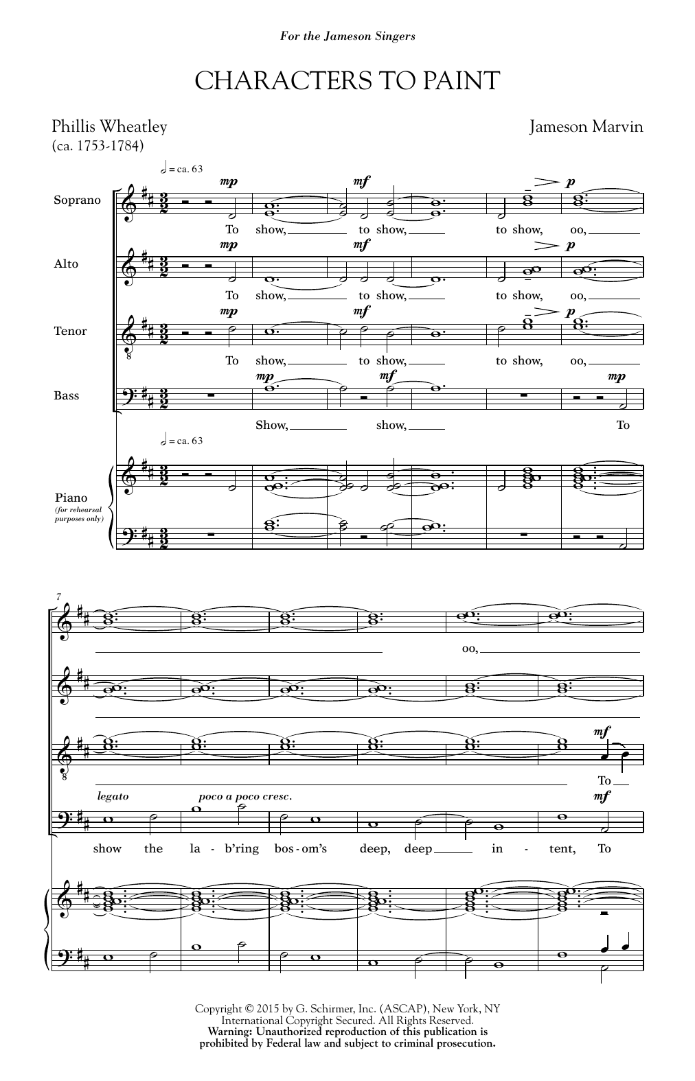 Jameson Marvin Characters To Paint Sheet Music Notes & Chords for SATB - Download or Print PDF