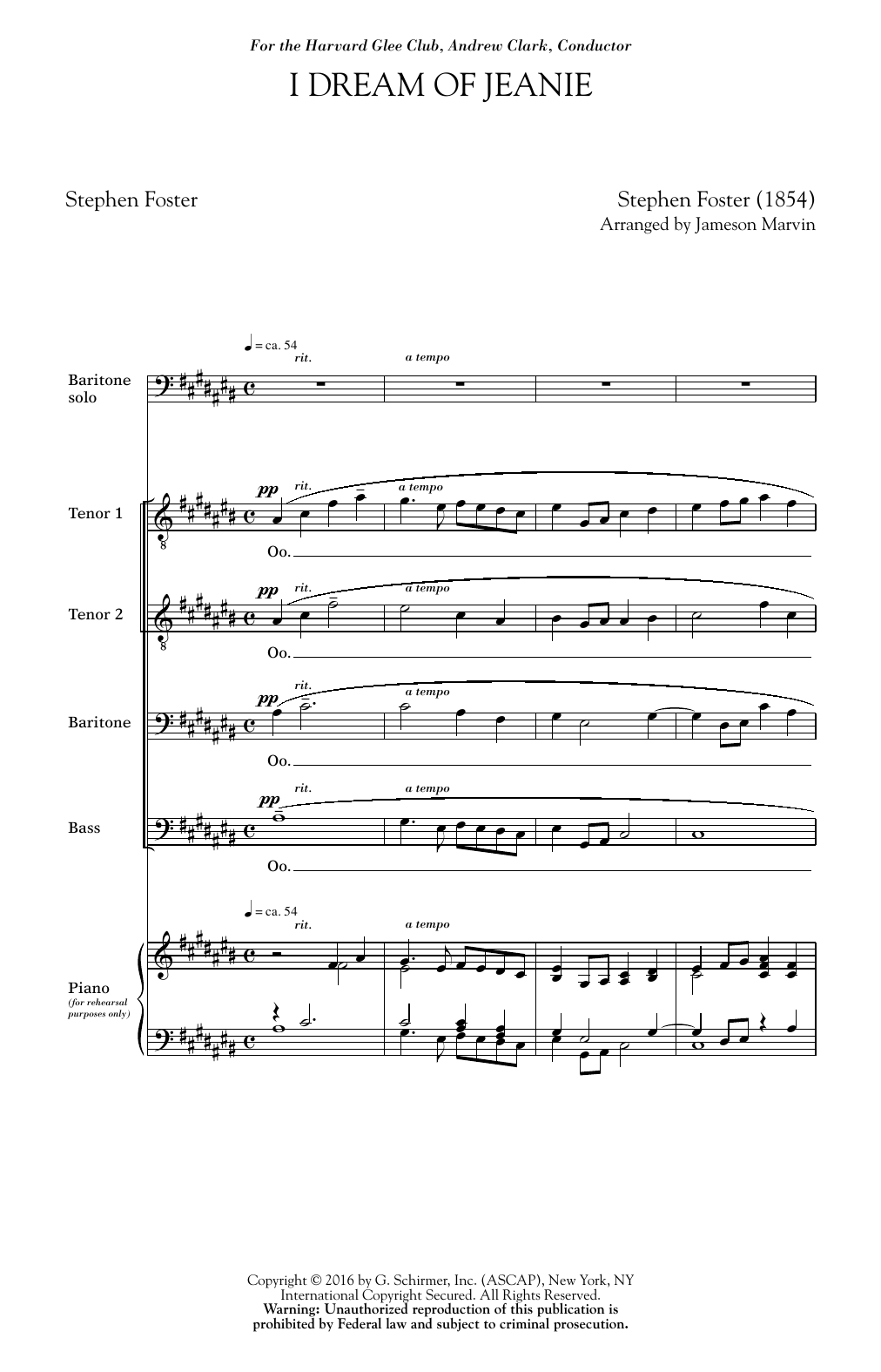 Jameson Marvin I Dream Of Jeanie Sheet Music Notes & Chords for TTBB - Download or Print PDF