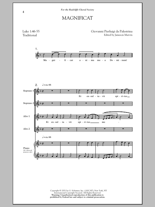 Jameson Marvin Magnificat Sheet Music Notes & Chords for SSA - Download or Print PDF