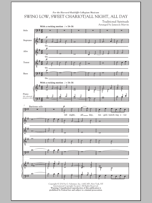 Jameson Marvin Swing Low, Sweet Chariot / All Night, All Day Sheet Music Notes & Chords for SATB - Download or Print PDF
