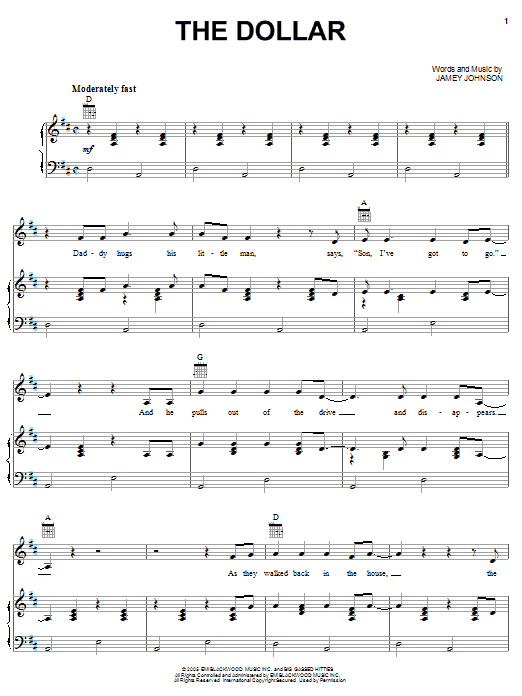 Jamey Johnson The Dollar Sheet Music Notes & Chords for Piano, Vocal & Guitar (Right-Hand Melody) - Download or Print PDF Jamey Johnson The Dollar Sheet Music Notes & Chords for Piano, Vocal & Guitar (Right-Hand Melody) - Download or Print PDF