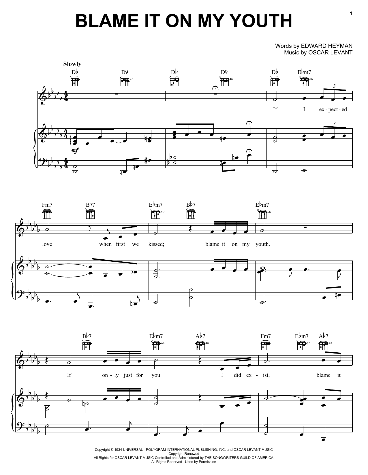 Jamie Cullum Blame It On My Youth Sheet Music Notes & Chords for Piano, Vocal & Guitar (Right-Hand Melody) - Download or Print PDF