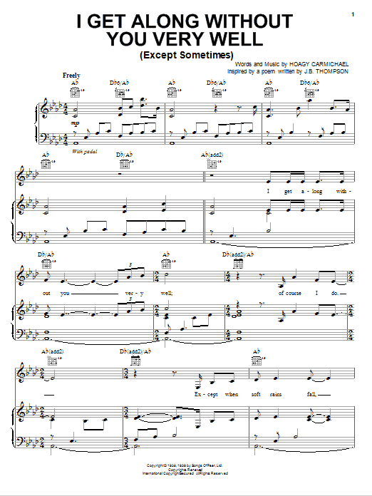 Jamie Cullum I Get Along Without You Very Well (Except Sometimes) Sheet Music Notes & Chords for Piano, Vocal & Guitar (Right-Hand Melody) - Download or Print PDF