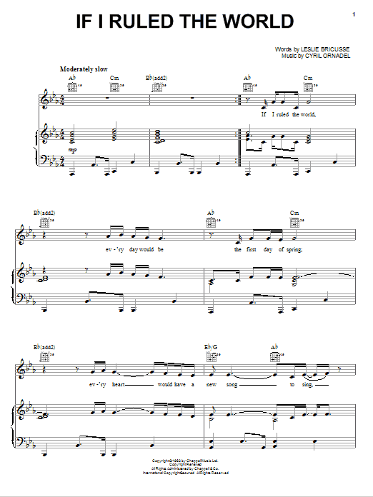 Jamie Cullum If I Ruled The World Sheet Music Notes & Chords for Piano, Vocal & Guitar (Right-Hand Melody) - Download or Print PDF