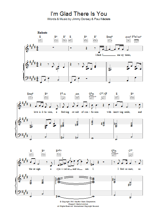 Jamie Cullum I'm Glad There Is You (In This World Of Ordinary People) Sheet Music Notes & Chords for Piano, Vocal & Guitar - Download or Print PDF