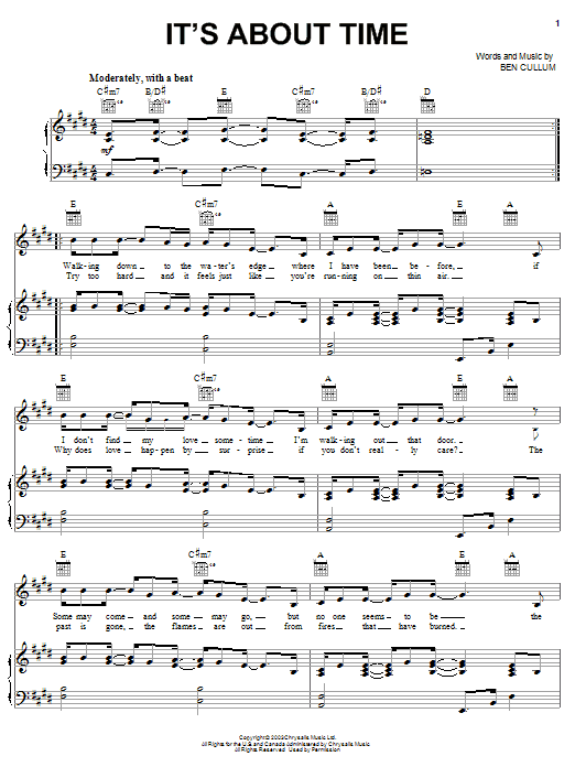 Jamie Cullum It's About Time Sheet Music Notes & Chords for Piano, Vocal & Guitar (Right-Hand Melody) - Download or Print PDF