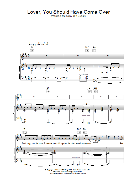 Jamie Cullum Lover, You Should Have Come Over Sheet Music Notes & Chords for Piano, Vocal & Guitar - Download or Print PDF