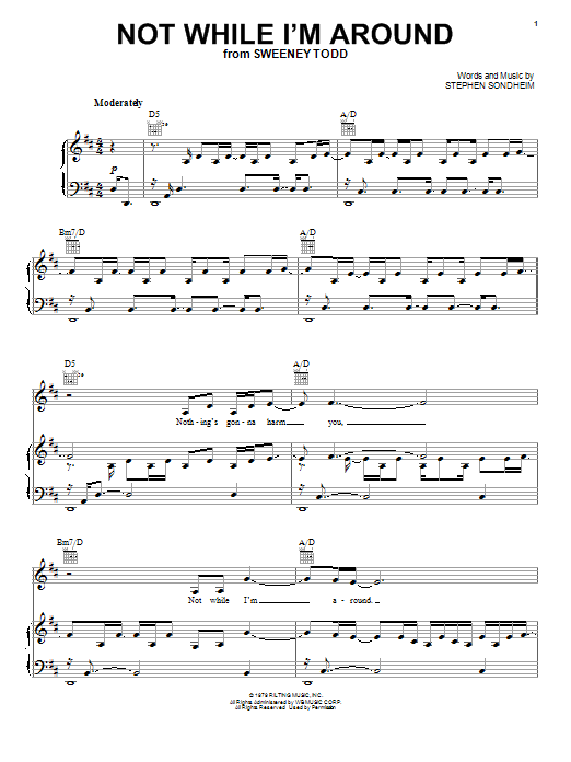 Jamie Cullum Not While I'm Around Sheet Music Notes & Chords for Piano, Vocal & Guitar (Right-Hand Melody) - Download or Print PDF