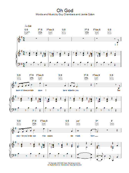 Jamie Cullum Oh God Sheet Music Notes & Chords for Piano, Vocal & Guitar - Download or Print PDF