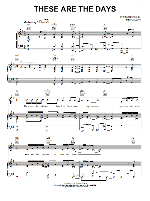 Jamie Cullum These Are The Days sheet music notes and chords. Download Printable PDF.