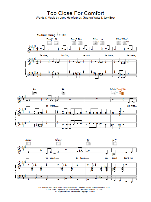 Jamie Cullum Too Close For Comfort Sheet Music Notes & Chords for Piano, Vocal & Guitar - Download or Print PDF