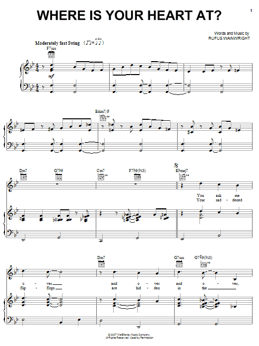 Jamie Cullum Where Is Your Heart At? Sheet Music Notes & Chords for Piano, Vocal & Guitar (Right-Hand Melody) - Download or Print PDF