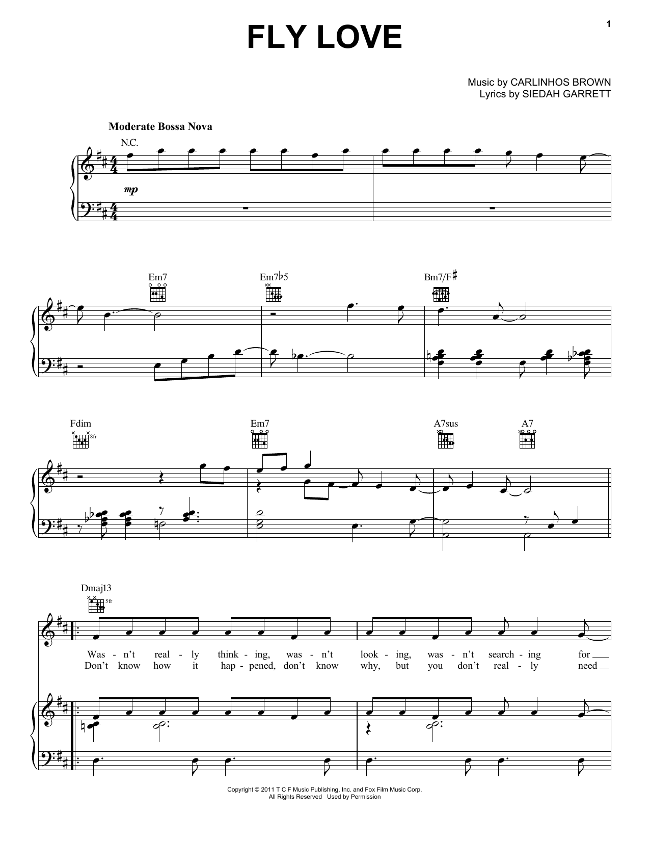 Jamie Foxx Fly Love Sheet Music Notes & Chords for Piano, Vocal & Guitar (Right-Hand Melody) - Download or Print PDF