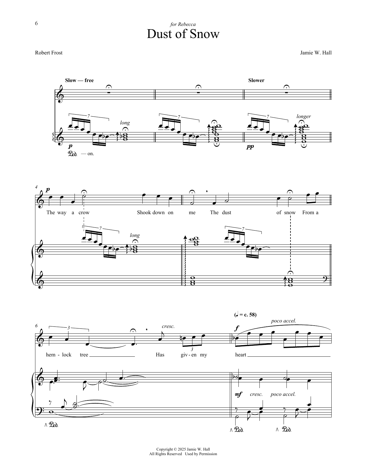 Jamie W. Hall Dust Of Snow Sheet Music Notes & Chords for Piano & Vocal - Download or Print PDF