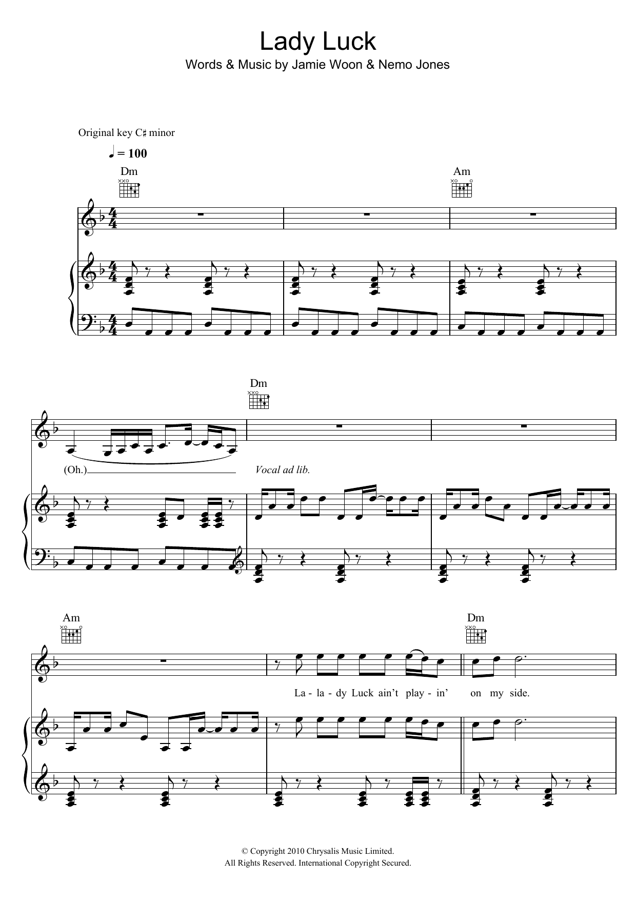 Jamie Woon Lady Luck Sheet Music Notes & Chords for Piano, Vocal & Guitar (Right-Hand Melody) - Download or Print PDF Jamie Woon Lady Luck Sheet Music Notes & Chords for Piano, Vocal & Guitar (Right-Hand Melody) - Download or Print PDF