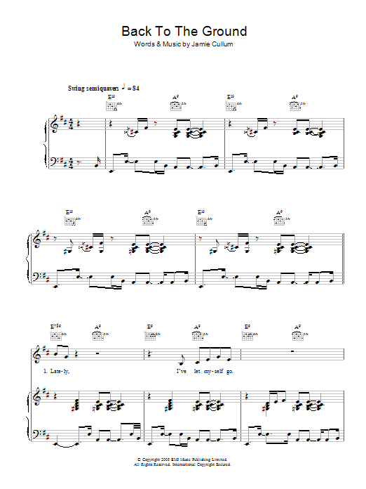 Jamie Cullum Back To The Ground Sheet Music Download Pdf Score 114712