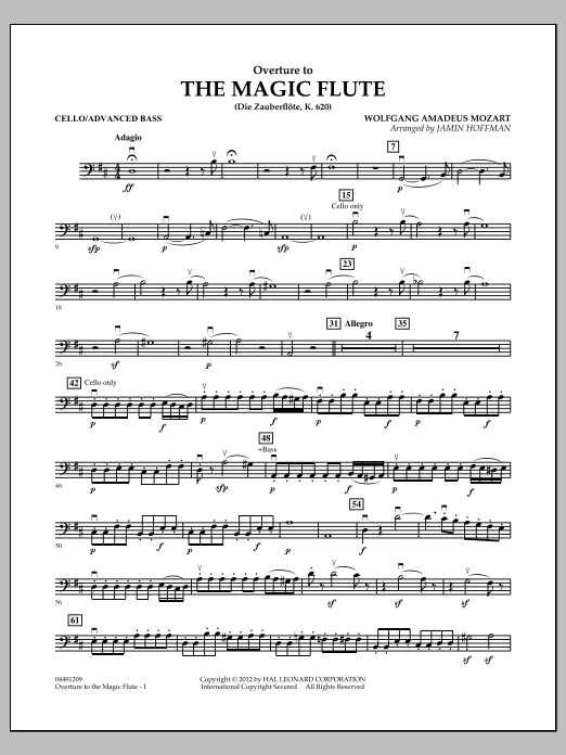 Jamin Hoffman Overture to The Magic Flute - Cello/Bass Sheet Music Notes & Chords for Orchestra - Download or Print PDF