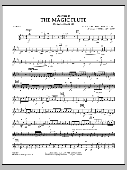 Jamin Hoffman Overture to The Magic Flute - Violin 2 Sheet Music Notes & Chords for Orchestra - Download or Print PDF