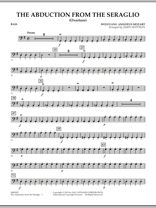 The Abduction From The Seraglio (Overture) - Bass sheet music