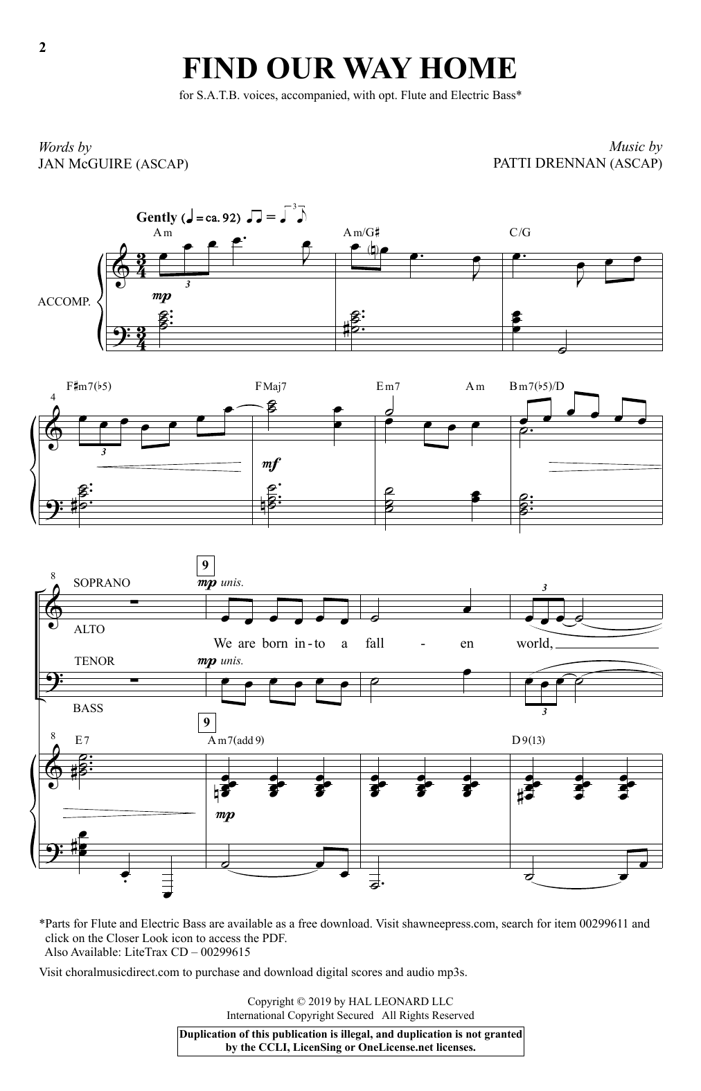 Jan McGuire and Patti Drennan Find Our Way Home Sheet Music Notes & Chords for SATB Choir - Download or Print PDF