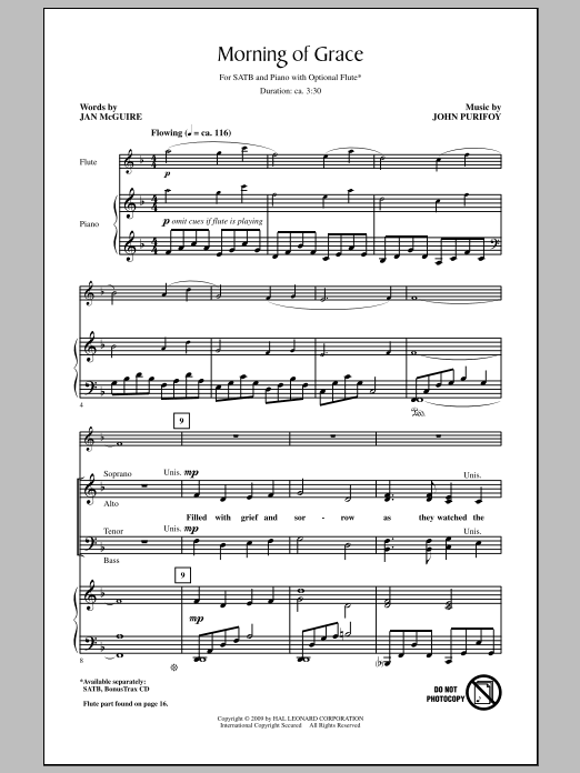 Jan McGuire Morning Of Grace Sheet Music Notes & Chords for SATB - Download or Print PDF