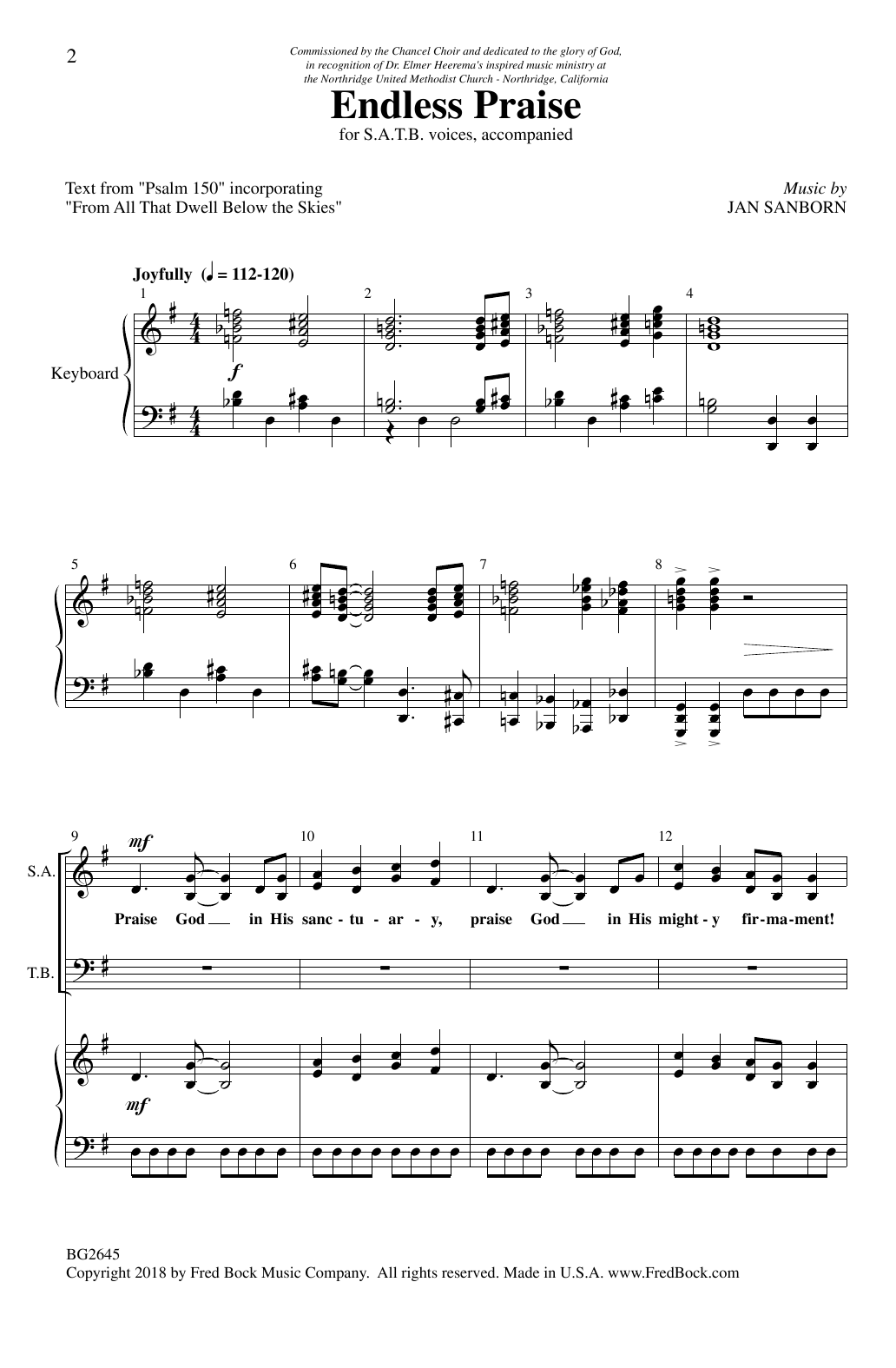 Jan Sanborn Endless Praise Sheet Music Notes & Chords for SATB Choir - Download or Print PDF