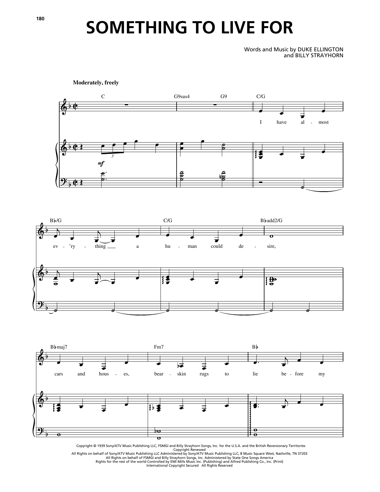 Jane Monheit Something To Live For Sheet Music Notes & Chords for Piano, Vocal & Guitar Chords (Right-Hand Melody) - Download or Print PDF