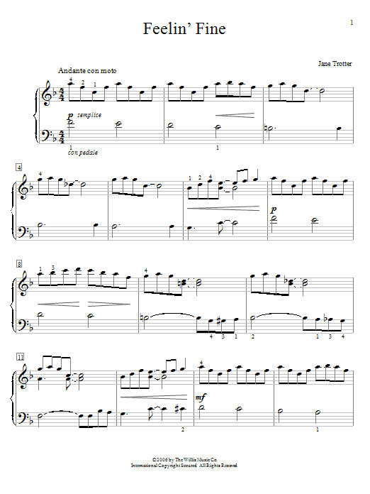 Jane Trotter Feelin' Fine Sheet Music Notes & Chords for Educational Piano - Download or Print PDF