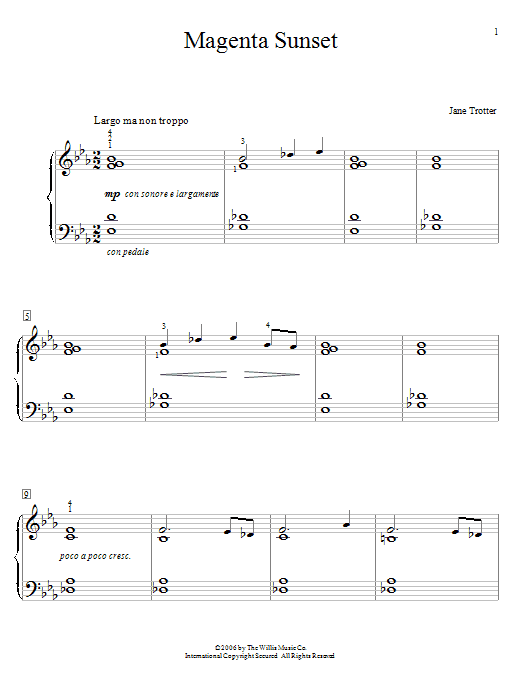 Jane Trotter Magenta Sunset Sheet Music Notes & Chords for Educational Piano - Download or Print PDF