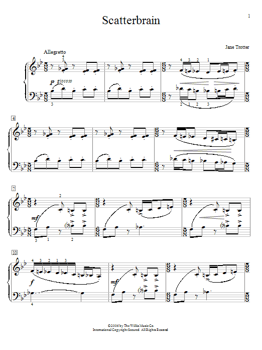 Jane Trotter Scatterbrain Sheet Music Notes & Chords for Educational Piano - Download or Print PDF