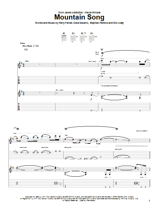Preview Jane's Addiction Mountain Song Metal sheet music, notes and chords for Bass Guitar Tab, SKU: 72351 Mountain Song sheet music