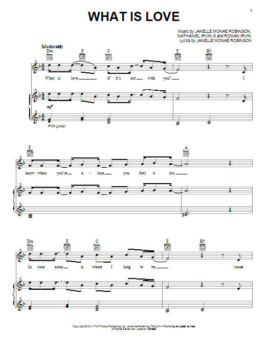 Janelle Monae What Is Love Sheet Music Notes & Chords for Piano, Vocal & Guitar (Right-Hand Melody) - Download or Print PDF