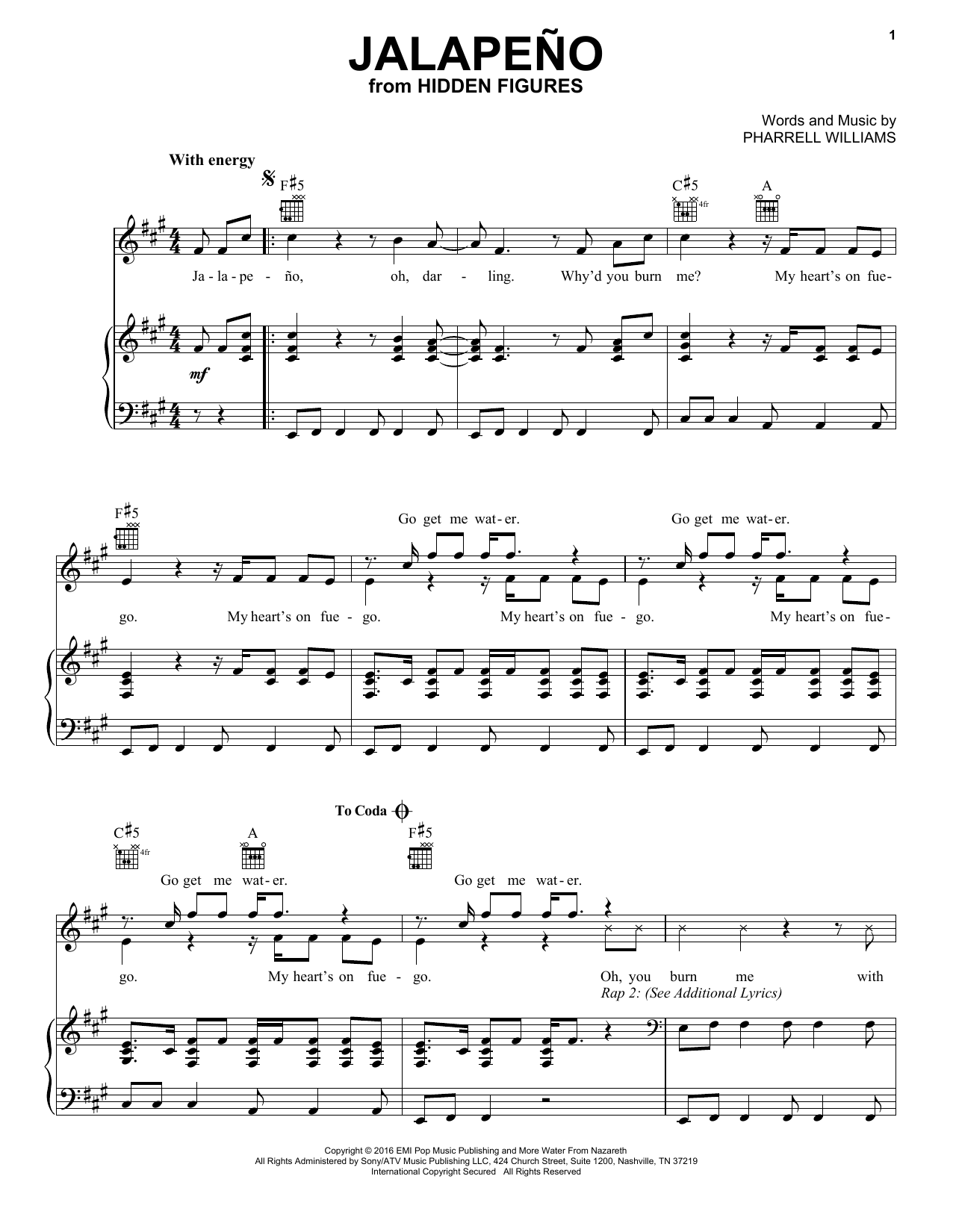 Janelle Monae and Pharrell Williams Jalapeno Sheet Music Notes & Chords for Piano, Vocal & Guitar (Right-Hand Melody) - Download or Print PDF
