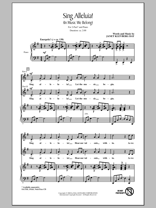 Janet Day Sing Alleluia! (In Music We Belong) Sheet Music Notes & Chords for SATB - Download or Print PDF