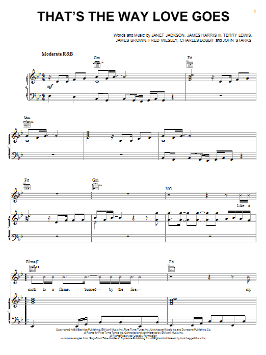 Janet Jackson That's The Way Love Goes Sheet Music Notes & Chords for Easy Piano - Download or Print PDF