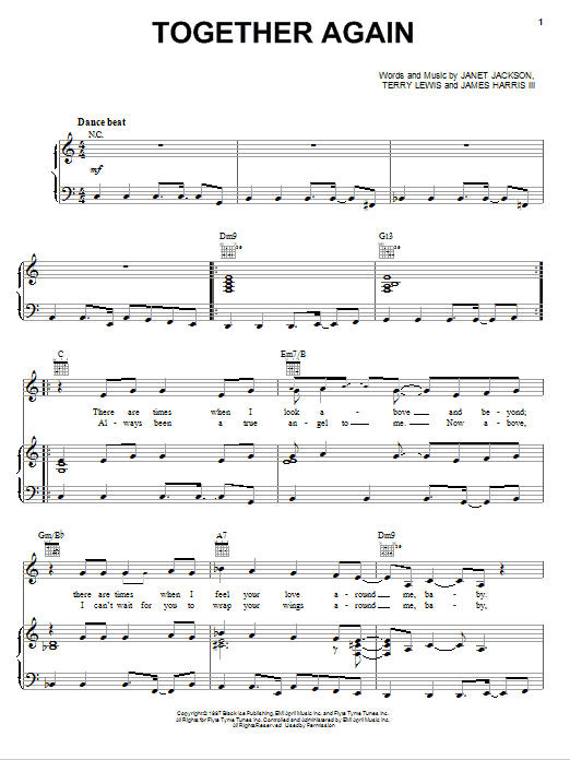 Janet Jackson Together Again Sheet Music Notes & Chords for Piano, Vocal & Guitar (Right-Hand Melody) - Download or Print PDF