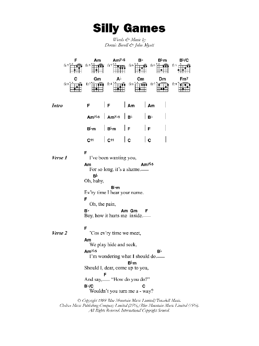 Janet Kay Silly Games Sheet Music Notes & Chords for Lyrics & Chords - Download or Print PDF