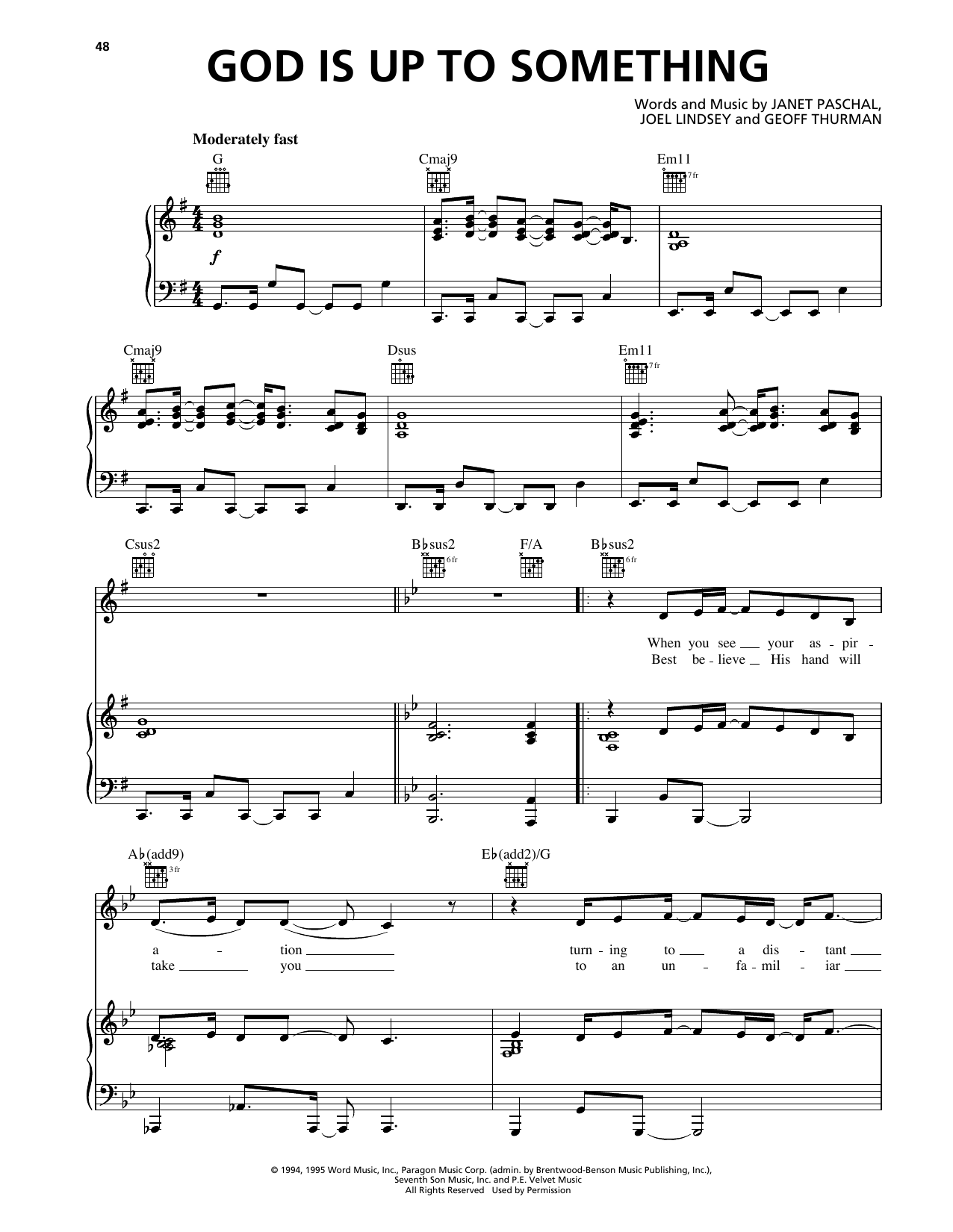 Janet Paschal God Is Up To Something Sheet Music Notes & Chords for Piano, Vocal & Guitar Chords (Right-Hand Melody) - Download or Print PDF