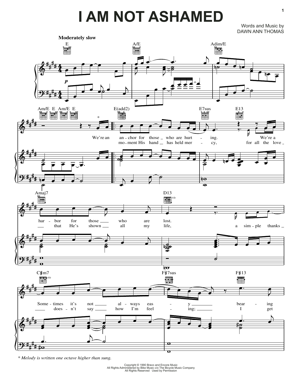 Janet Paschal I Am Not Ashamed Sheet Music Notes & Chords for Piano, Vocal & Guitar (Right-Hand Melody) - Download or Print PDF