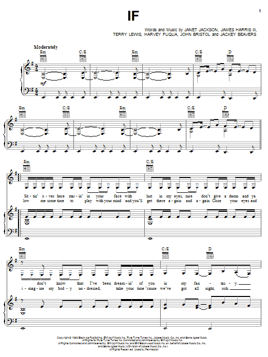 Preview Janet Jackson If Pop sheet music, notes and chords for Piano, Vocal & Guitar (Right-Hand Melody), SKU: 63574 If sheet music