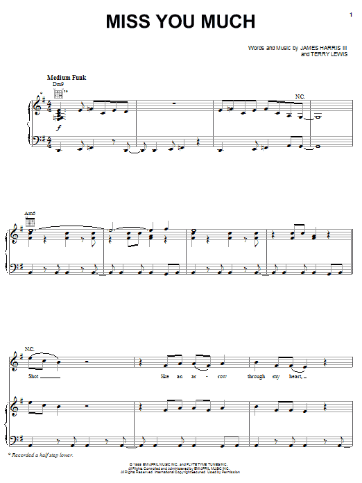 Preview Janet Jackson Miss You Much Pop sheet music, notes and chords for Piano, Vocal & Guitar (Right-Hand Melody), SKU: 63578 Miss You Much sheet music