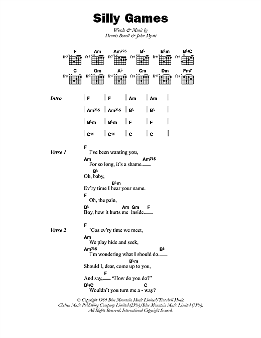 Janet Kay Silly Games Sheet Music Notes & Chords for Lyrics & Chords - Download or Print PDF
