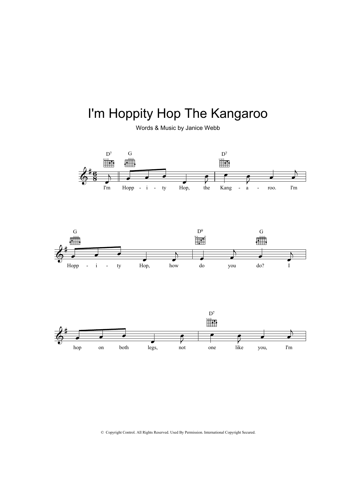 Janice Webb I'm Hoppity Hop The Kangaroo Sheet Music Notes & Chords for Lead Sheet / Fake Book - Download or Print PDF