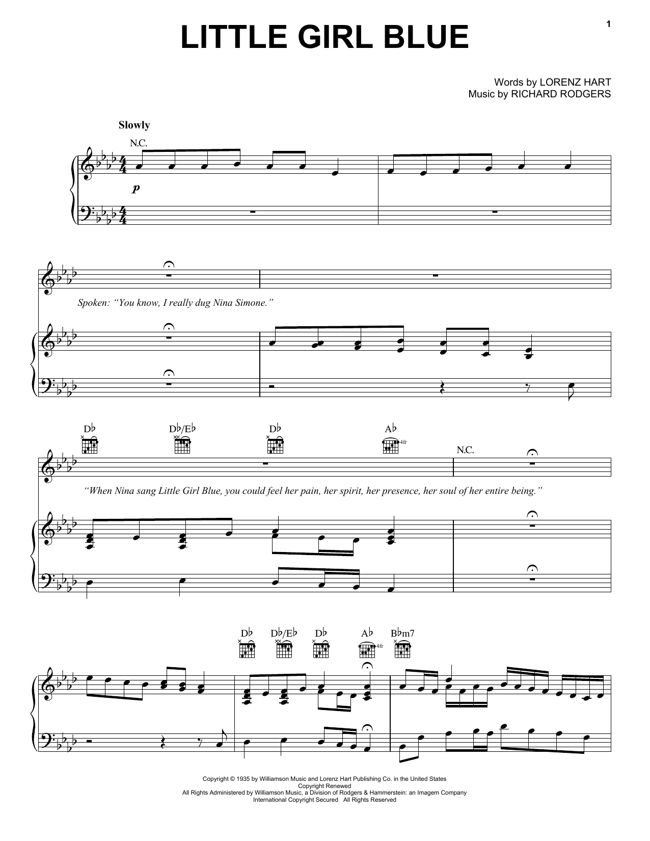 Janis Joplin Little Girl Blue (from the musical A Night With Janis Joplin) Sheet Music Notes & Chords for Piano, Vocal & Guitar (Right-Hand Melody) - Download or Print PDF