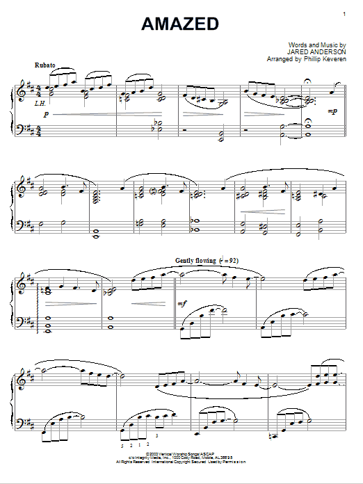 Jared Anderson Amazed [Jazz version] (arr. Phillip Keveren) Sheet Music Notes & Chords for Piano - Download or Print PDF