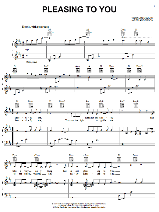 Jared Anderson Pleasing To You Sheet Music Notes & Chords for Piano, Vocal & Guitar (Right-Hand Melody) - Download or Print PDF Jared Anderson Pleasing To You Sheet Music Notes & Chords for Piano, Vocal & Guitar (Right-Hand Melody) - Download or Print PDF