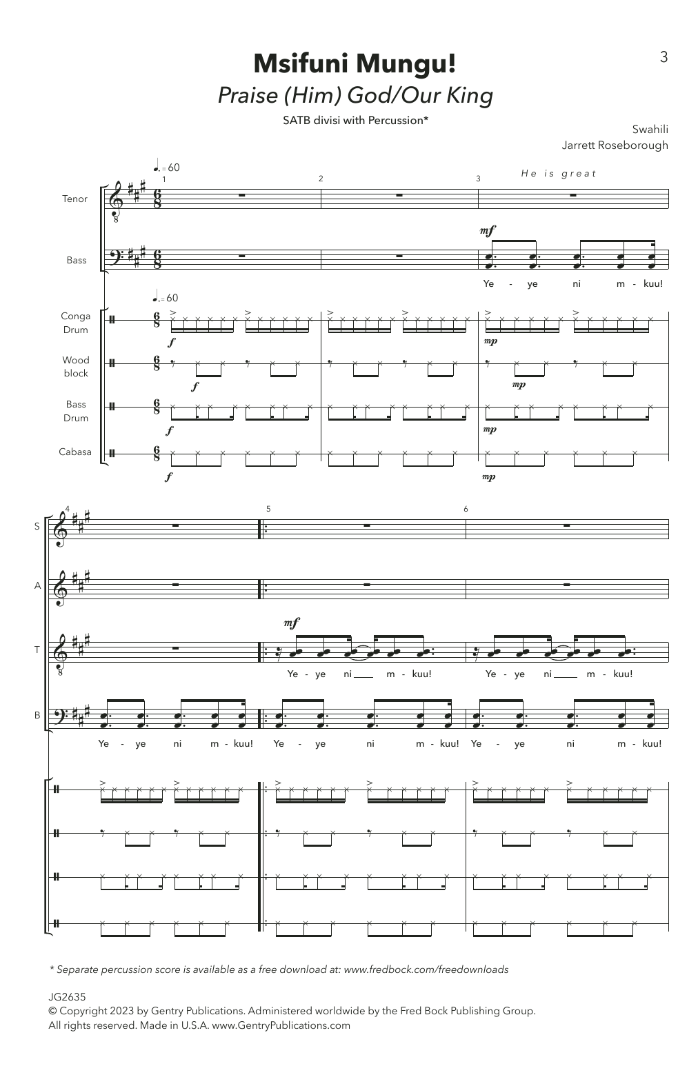 Jarrett Roseborough Msifuni Mungu! (Praise (Him) God/Our King) Sheet Music Notes & Chords for Choir - Download or Print PDF