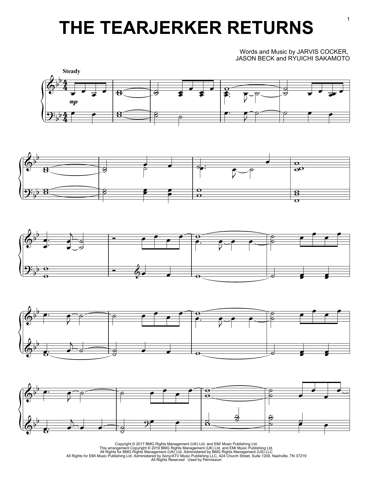 Jarvis Cocker & Chilly Gonzales The Tearjerker Returns Sheet Music Notes & Chords for Piano Solo - Download or Print PDF